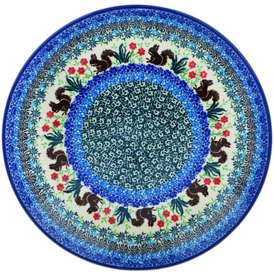 Polish Pottery Dinner Plate 10&frac12;-inch Squirrel Paradise UNIKAT