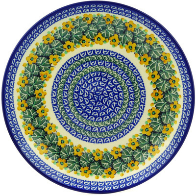 Polish Pottery Dinner Plate 10&frac12;-inch Sunflower Chain UNIKAT