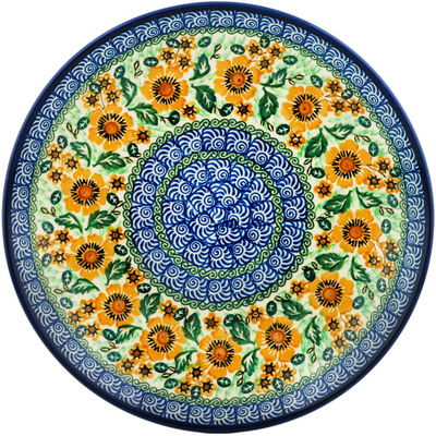 Polish Pottery Dinner Plate 10&frac12;-inch Sunflower Spring UNIKAT