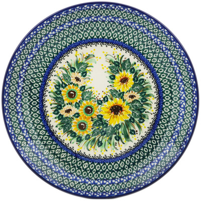 Polish Pottery Dinner Plate 10&frac12;-inch Sunflowers At Sunset UNIKAT