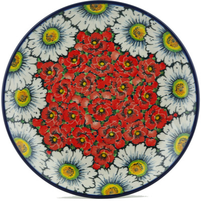 Polish Pottery Dinner Plate 10&frac12;-inch Sweet Red Petals UNIKAT