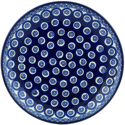 Polish Pottery Dinner Plate 10&frac12;-inch Swirling Blue Peacocks