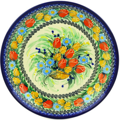 Polish Pottery Dinner Plate 10&frac12;-inch Tulip Splendor UNIKAT