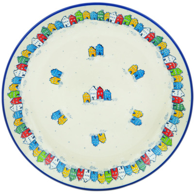 Polish Pottery Dinner Plate 10&frac12;-inch Village In Spectrum UNIKAT