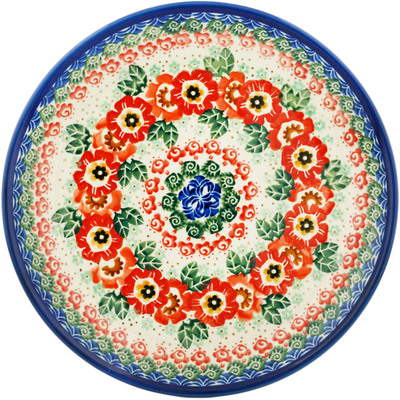 Polish Pottery Dinner Plate 10&frac12;-inch Wild Poppy Ring UNIKAT