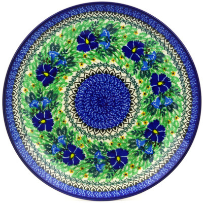 Polish Pottery Dinner Plate 10&frac12;-inch Wind Blown Blue Bells UNIKAT