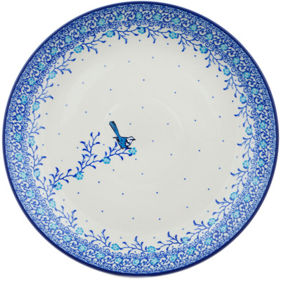 Polish Pottery Dinner Plate 10&frac12;-inch Winter  Blue Bird