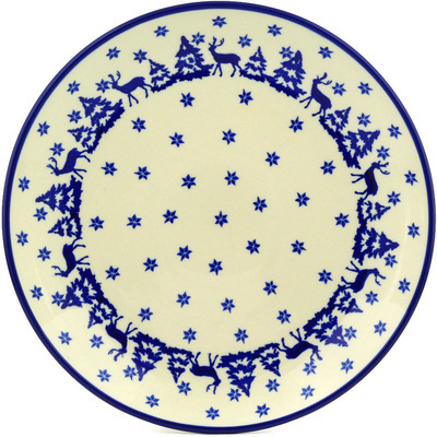 Polish Pottery Dinner Plate 10&frac12;-inch Winter Deer