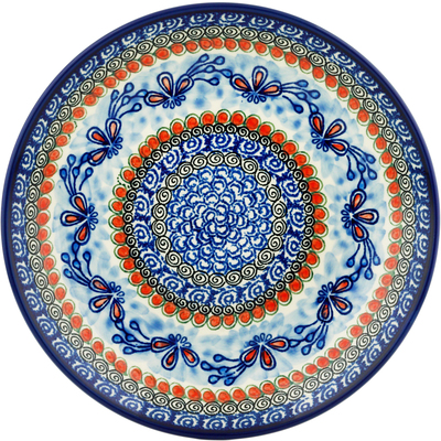 Polish Pottery Dinner Plate 10&frac12;-inch Winter Fan Fare UNIKAT