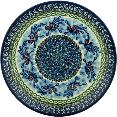 Polish Pottery Dinner Plate 10&frac12;-inch Winter Fan Fare UNIKAT