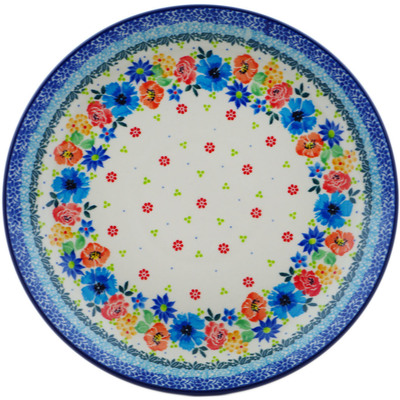 Polish Pottery Dinner Plate 10&frac12;-inch Wreath Of Life UNIKAT