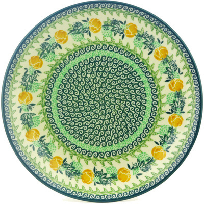 Polish Pottery Dinner Plate 10&frac12;-inch Yellow Cabbage Rose