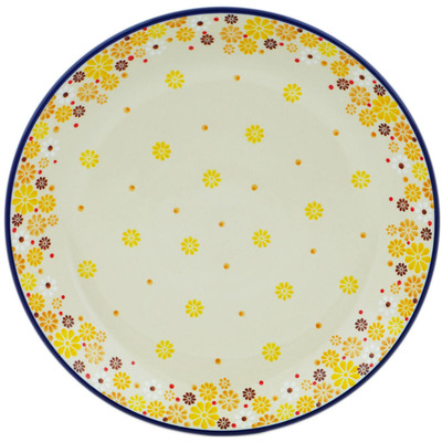 Polish Pottery Dinner Plate 10&frac12;-inch Yellow Daisy Chain