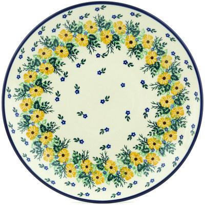 Polish Pottery Dinner Plate 10&frac12;-inch Yellow Flower Wreath