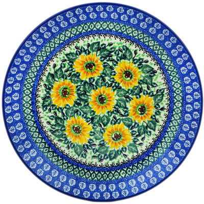 Polish Pottery Dinner Plate 10&frac12;-inch Yellow Sunflowers UNIKAT