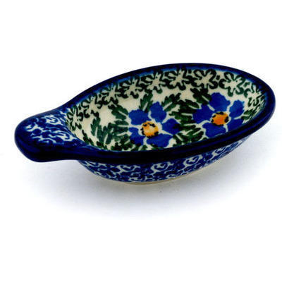 Polish Pottery Dish for Pits 4&quot; Blue Daisy Dream UNIKAT