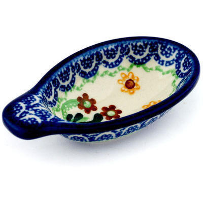 Polish Pottery Dish for Pits 4&quot; Brown Daisy Dance