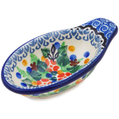 Polish Pottery Dish for Pits 4&quot; Springtime Wreath UNIKAT