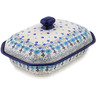 Polish Pottery Dish with Cover 10&quot; Baby Blue Garden