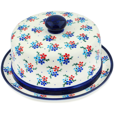 Polish Pottery Dish with Cover 10&quot; Blooming Bunches