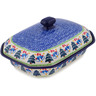 Polish Pottery Dish with Cover 10&quot; Christmas Bells Ring