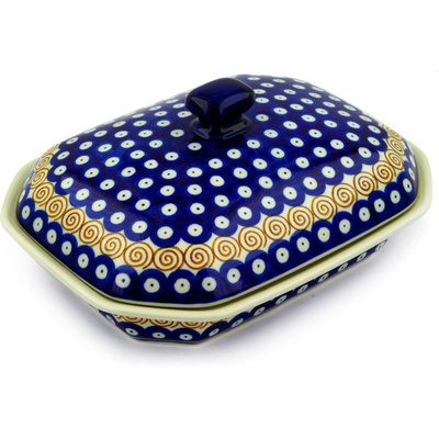 Polish Pottery Dish with Cover 10&quot;