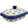 Polish Pottery Dish with Cover 10&quot; Pasadena Delight