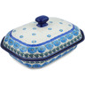 Polish Pottery Dish with Cover 10&quot; Poppy Circle