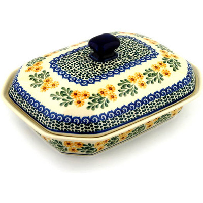 Polish Pottery Dish with Cover 10&quot; Summer Day
