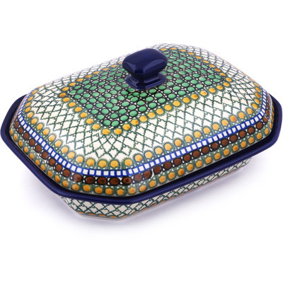 Polish Pottery Dish with Cover 10&quot; Tranquility UNIKAT