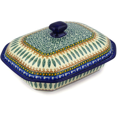 Polish Pottery Dish with Cover 10&quot; Tuscan Countryside
