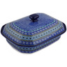 Polish Pottery Dish with Cover 12&quot; Aztec Sky