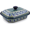 Polish Pottery Dish with Cover 12&quot; Blue Chicory