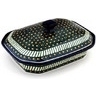 Polish Pottery Dish with Cover 12" Emerald Peacock