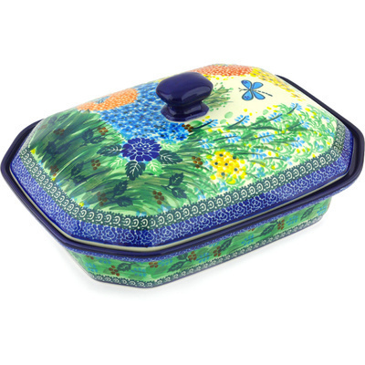 Polish Pottery Dish with Cover 12&quot; Garden Delight UNIKAT