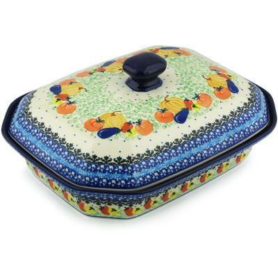 Polish Pottery Dish with Cover 12&quot; Glorious Sequence UNIKAT