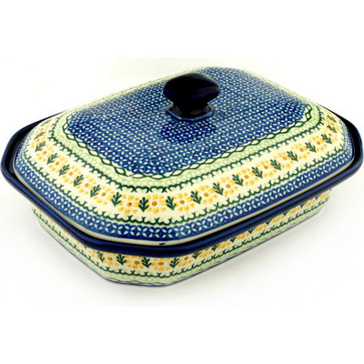 Polish Pottery Dish with Cover 12&quot;