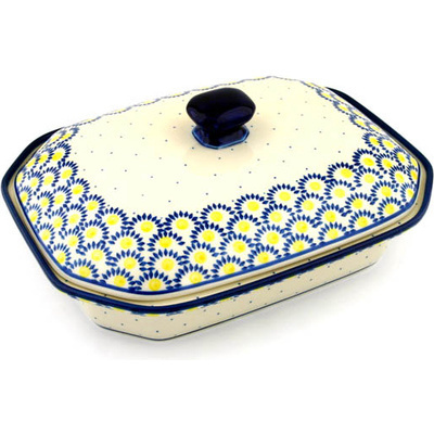 Polish Pottery Dish with Cover 12&quot; Radient Scales