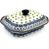 Polish Pottery Dish with Cover 12&quot; Royal Poppy Circle