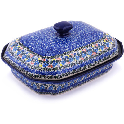 Polish Pottery Dish with Cover 12&quot; Touch Of Beauty UNIKAT