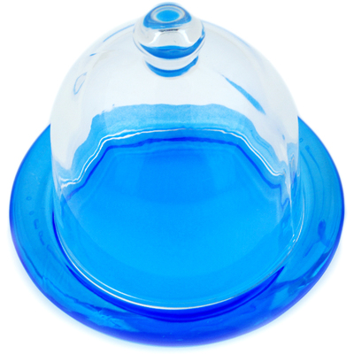 Glass Dish with Cover 4&quot; Blue