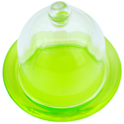 Glass Dish with Cover 4&quot; Green