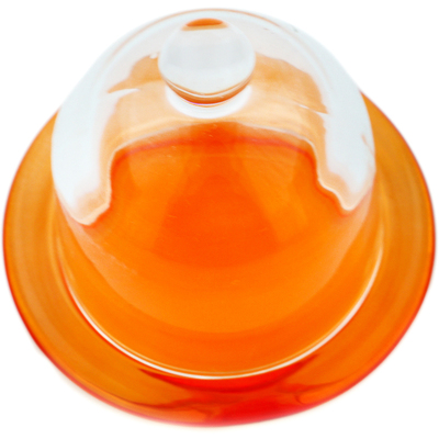 Glass Dish with Cover 4&quot; Orange
