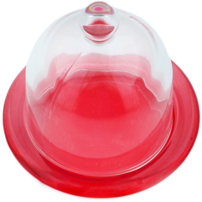 Glass Dish with Cover 4&quot; Red