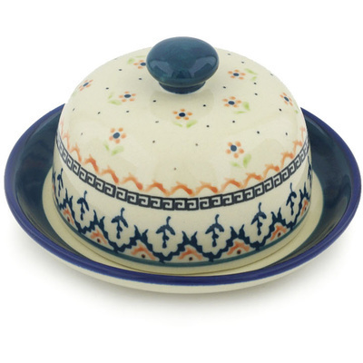 Polish Pottery Dish with Cover 5&quot; Polish Daisy