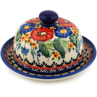 Polish Pottery Dish with Cover 5&quot; Spring Splendor UNIKAT