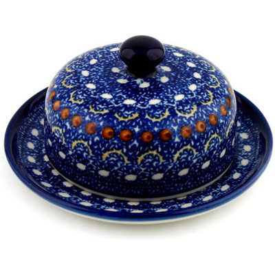 Polish Pottery Dish with Cover 6&quot; Blue Horizons