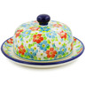 Polish Pottery Dish with Cover 6&quot; Colorful Dizziness UNIKAT