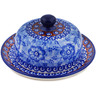 Polish Pottery Dish with Cover 6&quot; Dancing Blue Poppies UNIKAT