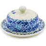 Polish Pottery Dish with Cover 6&quot; Delicate Blue UNIKAT